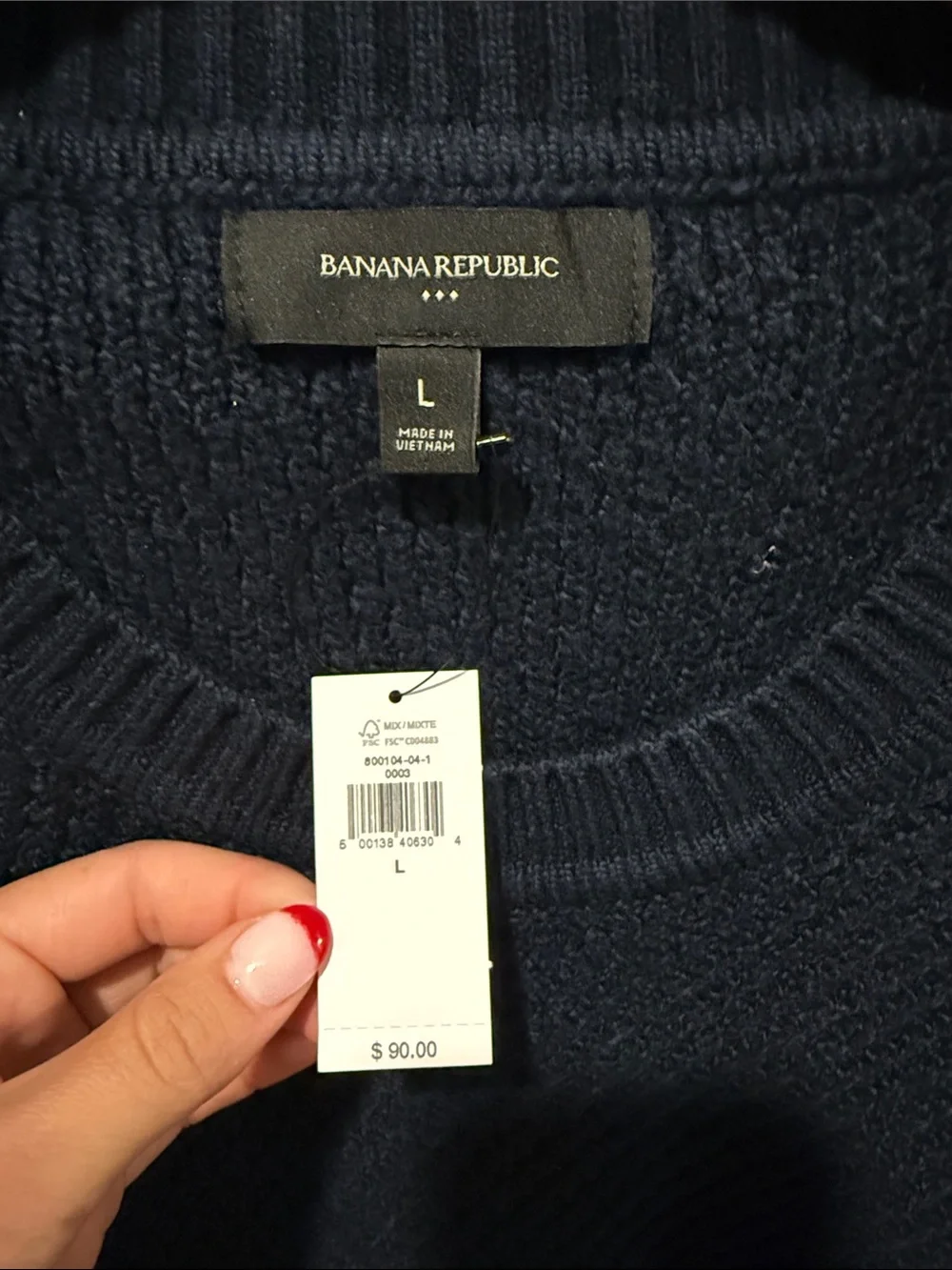 Banana Republic Men’s Dark Navy Textured Crewneck Sweater